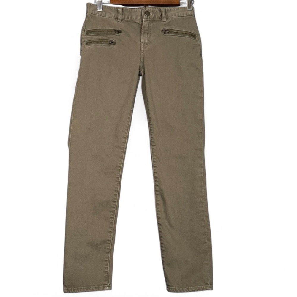 J. Crew Toothpick Ankle Olive Green Women's 28 Jeans Midrise Zipper pockets